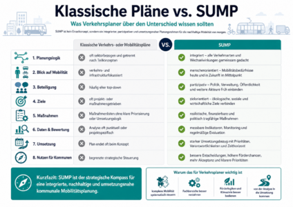 SUMP vergleich mit klassischen Verkehrsplänen